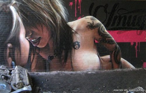 beautiful mural of half nude girl